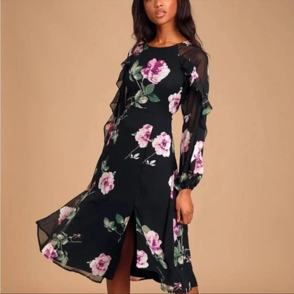 Lulus Once & flor all floral ruffle midi dress - Picture 8 of 15